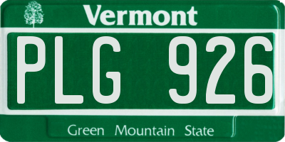 VT license plate PLG926