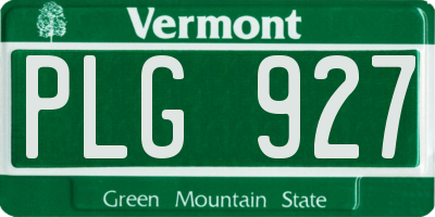 VT license plate PLG927