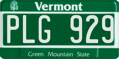 VT license plate PLG929