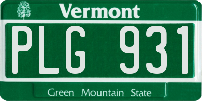 VT license plate PLG931