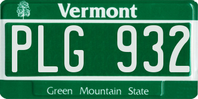 VT license plate PLG932