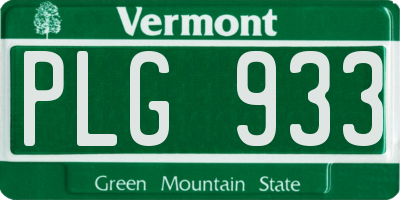 VT license plate PLG933