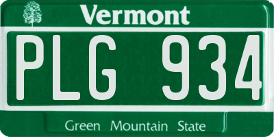 VT license plate PLG934