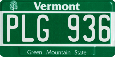 VT license plate PLG936