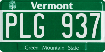 VT license plate PLG937