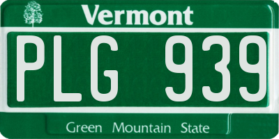 VT license plate PLG939
