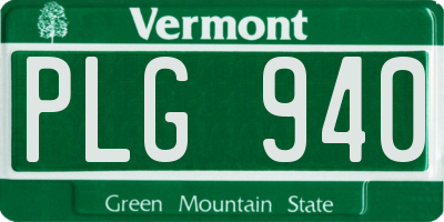 VT license plate PLG940