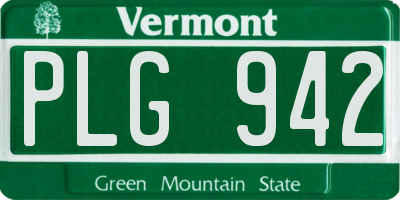 VT license plate PLG942