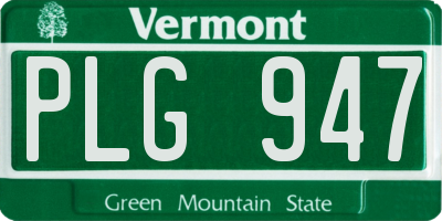 VT license plate PLG947
