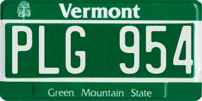 VT license plate PLG954