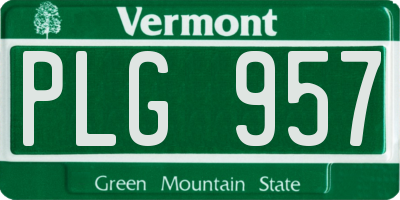VT license plate PLG957