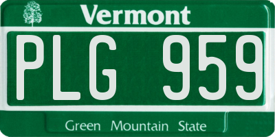 VT license plate PLG959