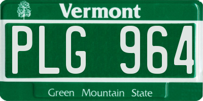 VT license plate PLG964