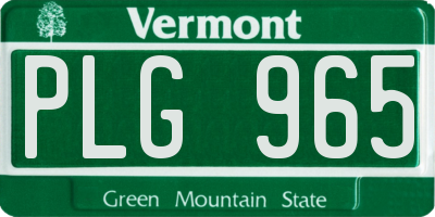 VT license plate PLG965