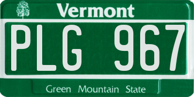 VT license plate PLG967