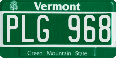 VT license plate PLG968