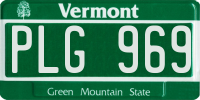 VT license plate PLG969