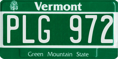 VT license plate PLG972