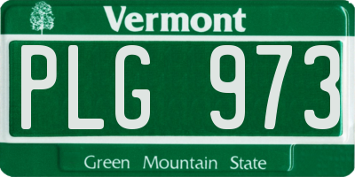 VT license plate PLG973