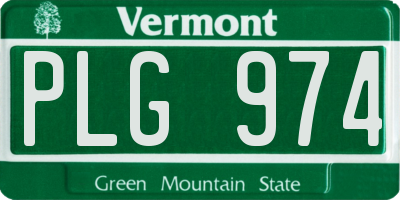 VT license plate PLG974