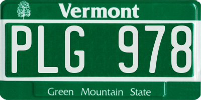 VT license plate PLG978