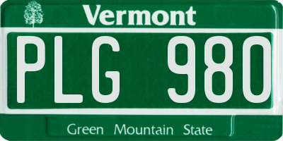 VT license plate PLG980