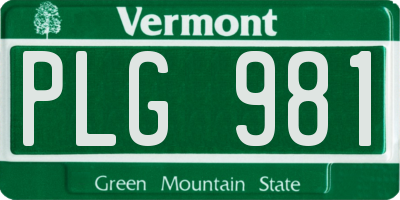 VT license plate PLG981