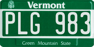 VT license plate PLG983