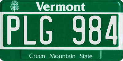 VT license plate PLG984