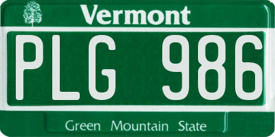 VT license plate PLG986