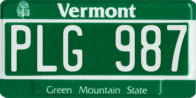 VT license plate PLG987