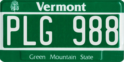 VT license plate PLG988