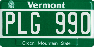 VT license plate PLG990