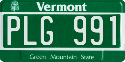 VT license plate PLG991