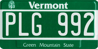 VT license plate PLG992