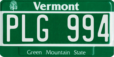 VT license plate PLG994