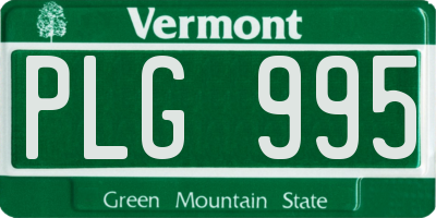 VT license plate PLG995