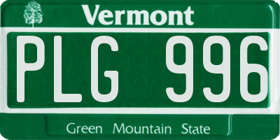 VT license plate PLG996