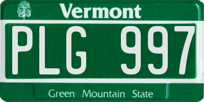 VT license plate PLG997