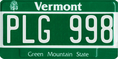 VT license plate PLG998