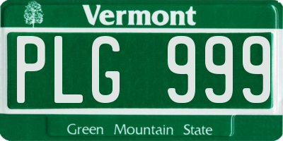 VT license plate PLG999