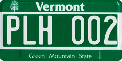 VT license plate PLH002