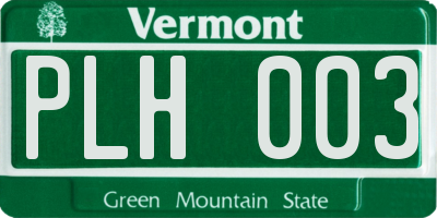 VT license plate PLH003
