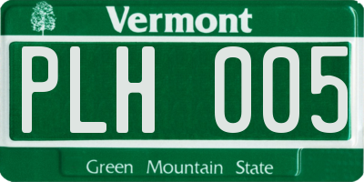VT license plate PLH005