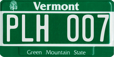 VT license plate PLH007