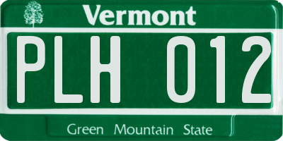 VT license plate PLH012
