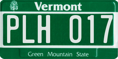 VT license plate PLH017