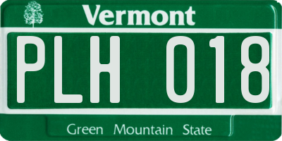 VT license plate PLH018