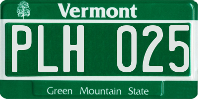 VT license plate PLH025
