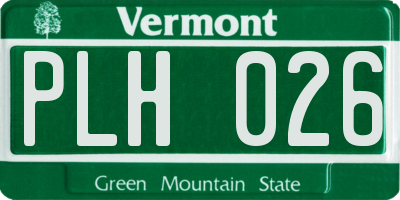 VT license plate PLH026